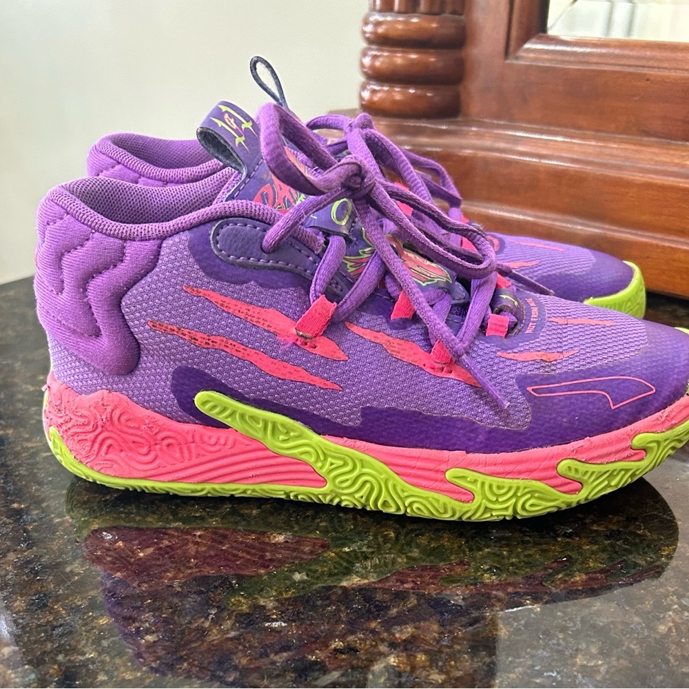 Puma LaMelo Ball Purple Pink and Green Kids Basketball Shoes